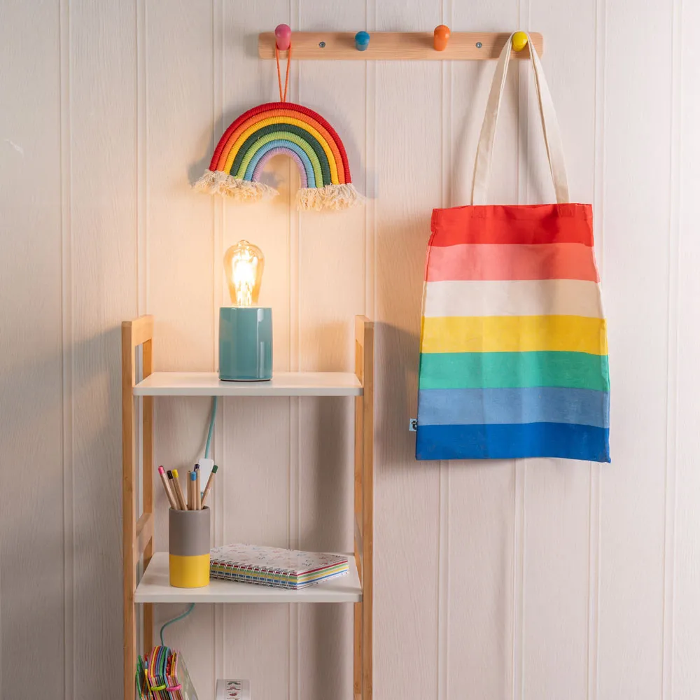 Compact Teal LED Table Lamp - Green, Ceramic