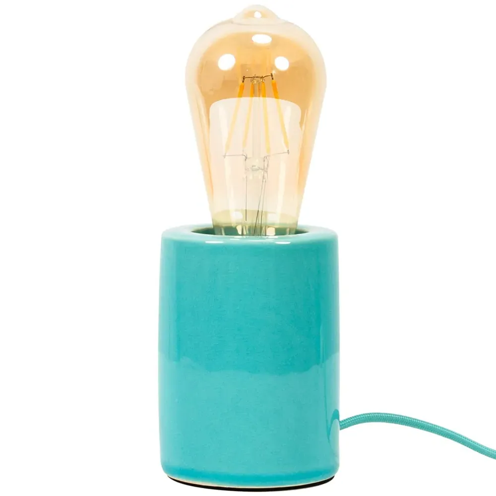 Compact Teal LED Table Lamp - Green, Ceramic image