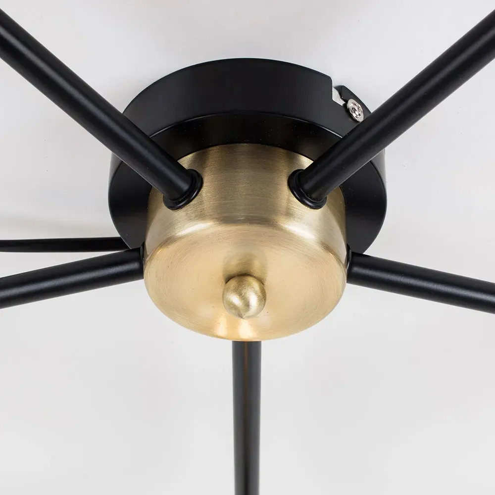 Connell 5 Light Ceiling Fitting - Antique Brass, Matt Black