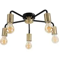 Connell 5 Light Ceiling Fitting - Antique Brass, Matt Black
