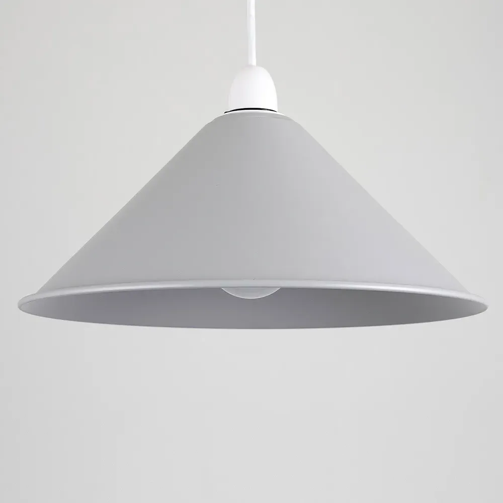 Coolie Tapered Pendant Lamp Shade - Grey, Metal