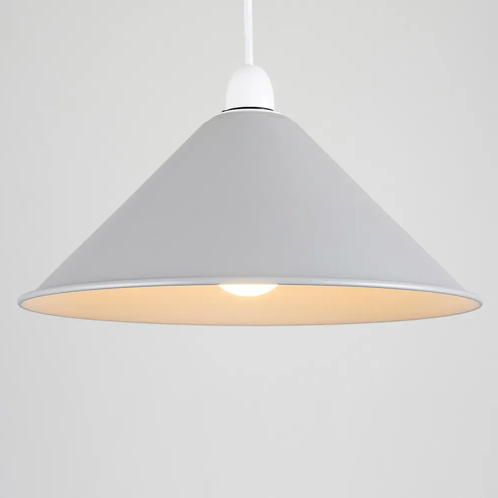 Coolie Tapered Pendant Lamp Shade - Grey, Metal