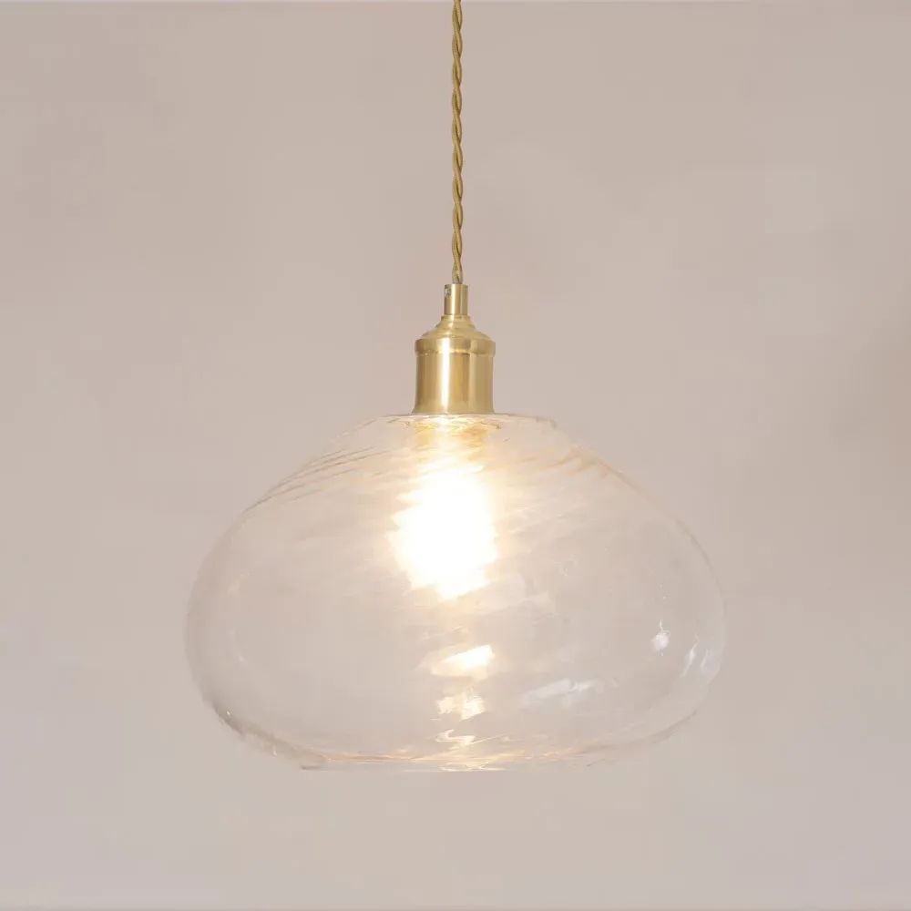 Corinne Spiral Bulbous Pendant Lamp Shade - Clear, Glass
