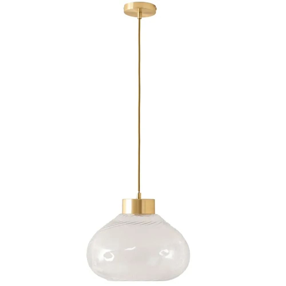 Corinne Twill Clear Glass LED Ceiling Pendant Light - Gold image