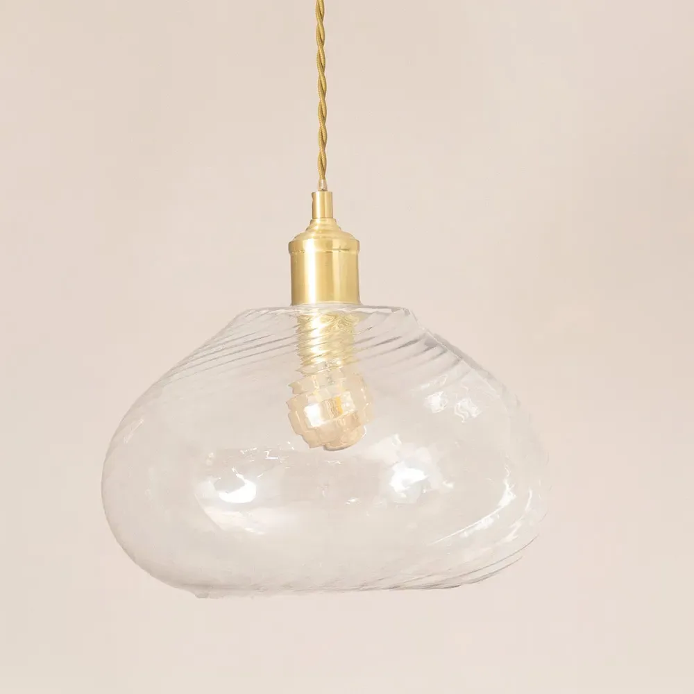 Corinne Twill Glass 3-Drop LED Ceiling Pendant Light - Gold
