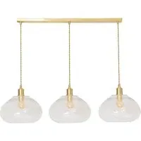 Corinne Twill Glass 3-Drop LED Ceiling Pendant Light - Gold