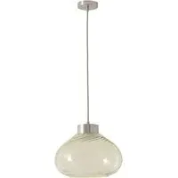 Corinne Twill Green Glass LED Ceiling Pendant Light - Chrome