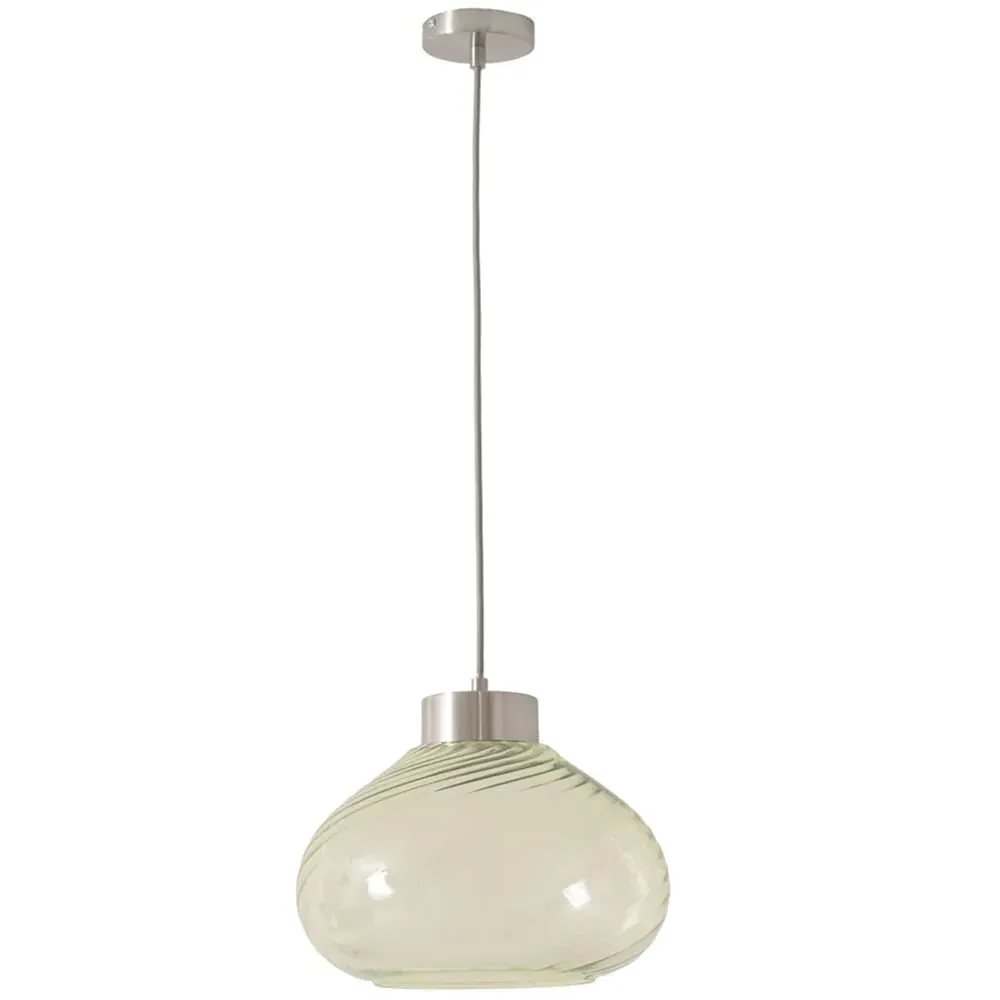 Corinne Twill Green Glass LED Ceiling Pendant Light - Chrome