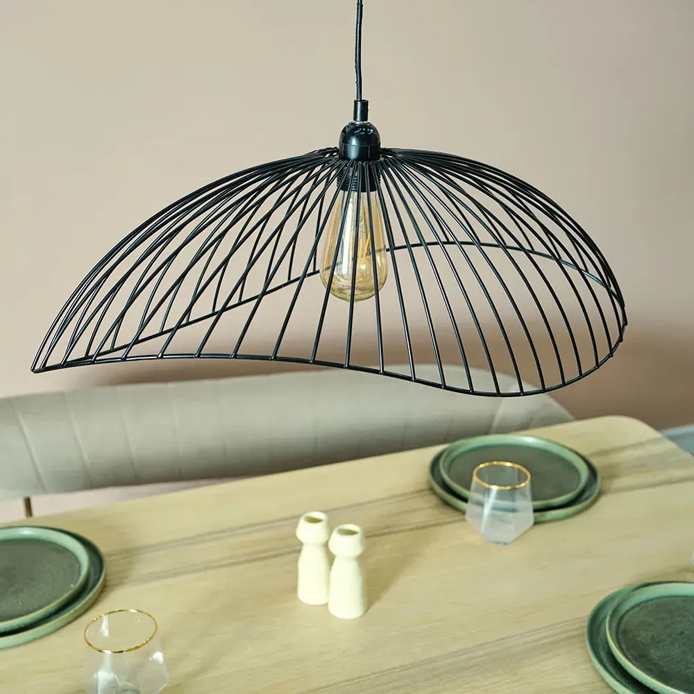 Covelas Wavy Wire Pendant Light Shade - Black