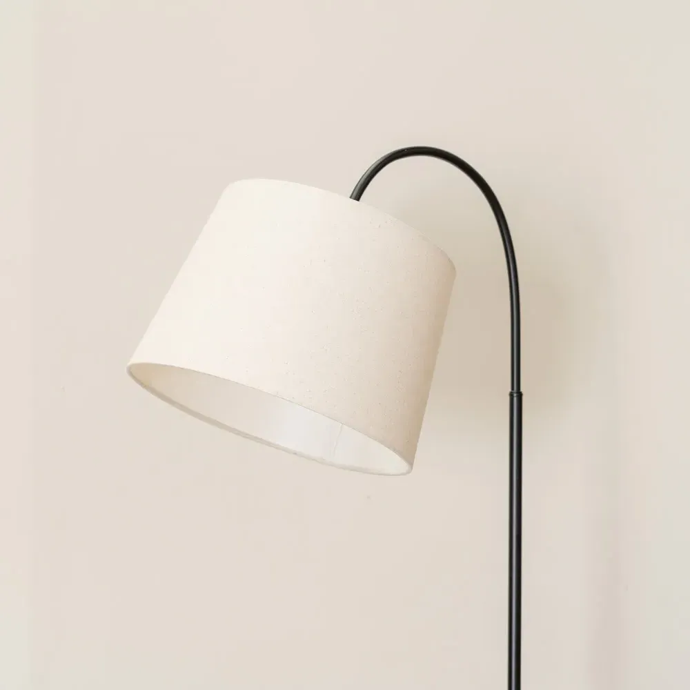 Crowther Single Shelf Floor Lamp with Table - Black, Dark Wood