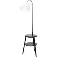 Crowther Single Shelf Floor Lamp with Table - Black, Dark Wood