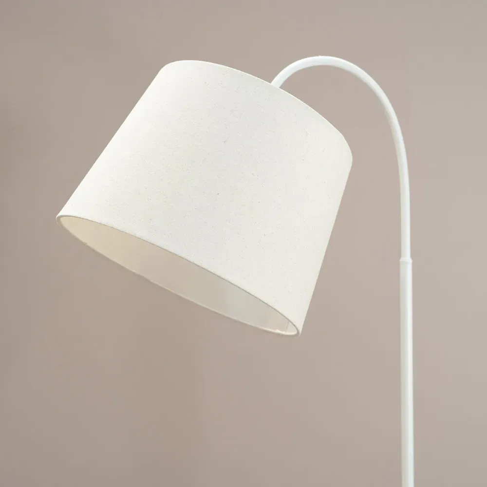 Crowther Single Shelf Floor Lamp with Table - Cream, Light Wood