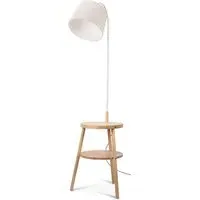 Crowther Single Shelf Floor Lamp with Table - Cream, Light Wood