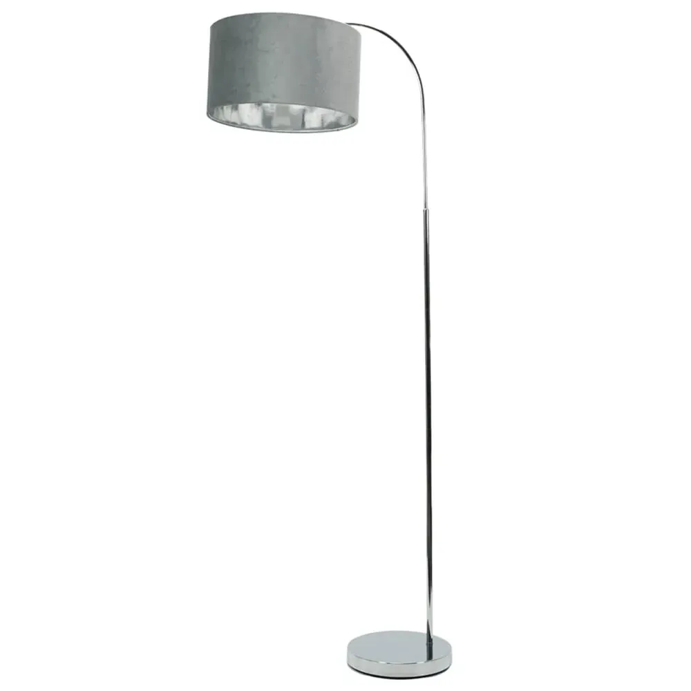 Curva Arched LED Floor Lamp - Grey, Chrome Velvet