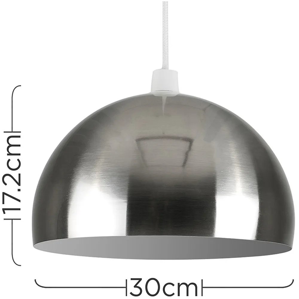 Curva Dome Pendant Shade - Silver, Metal