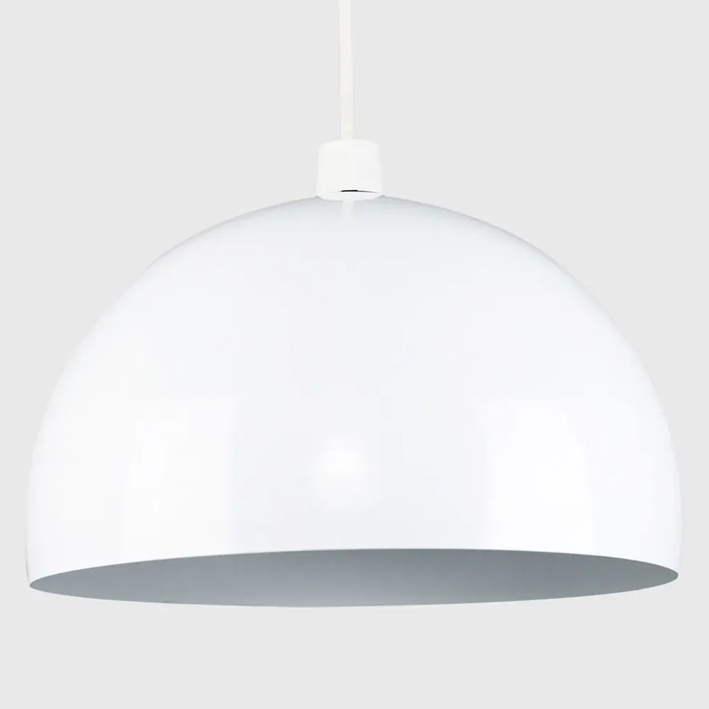 Curva Dome Pendant Shade - White, Metal