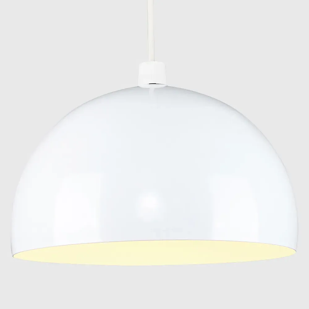 Curva Dome Pendant Shade - White, Metal