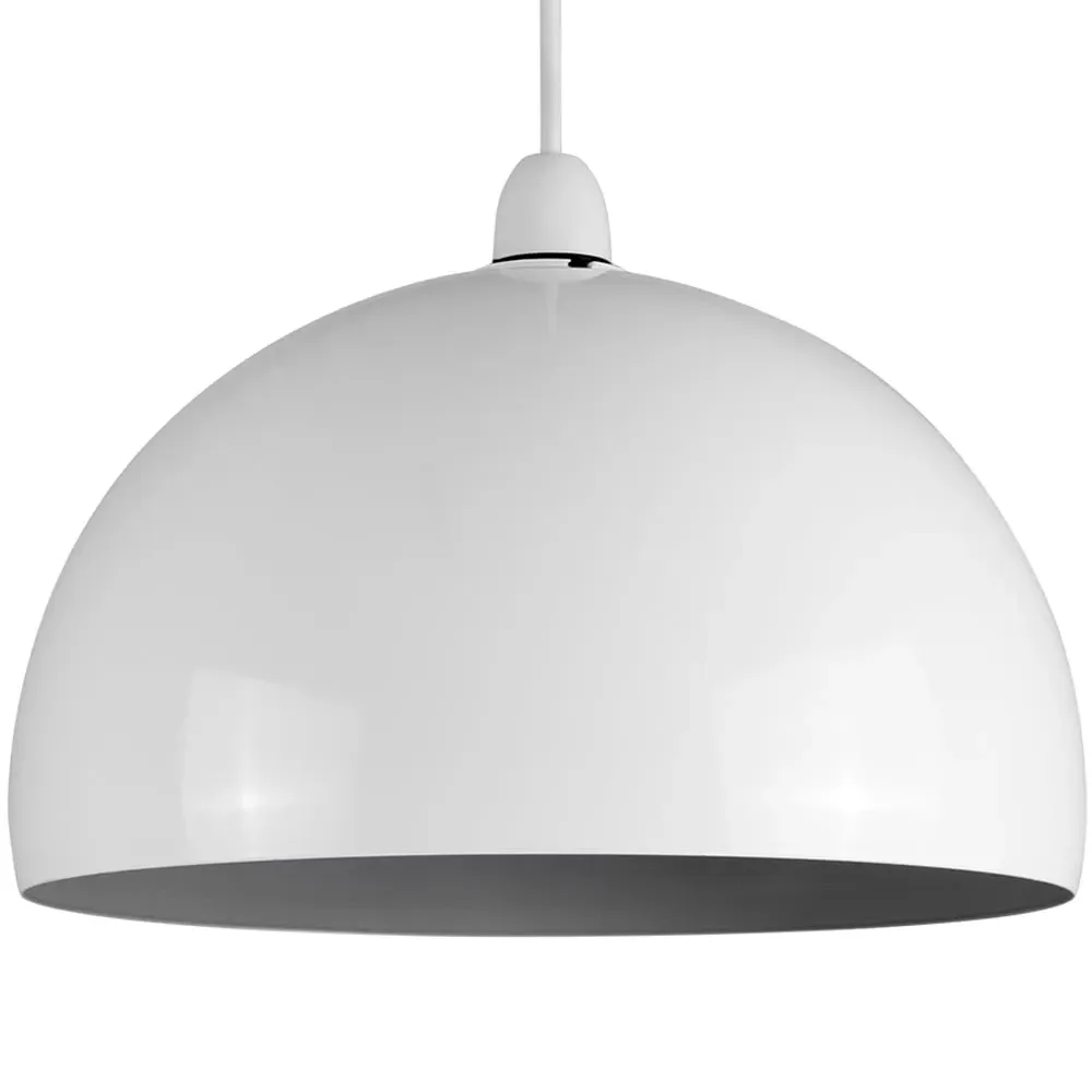Curva Dome Pendant Shade - White, Metal