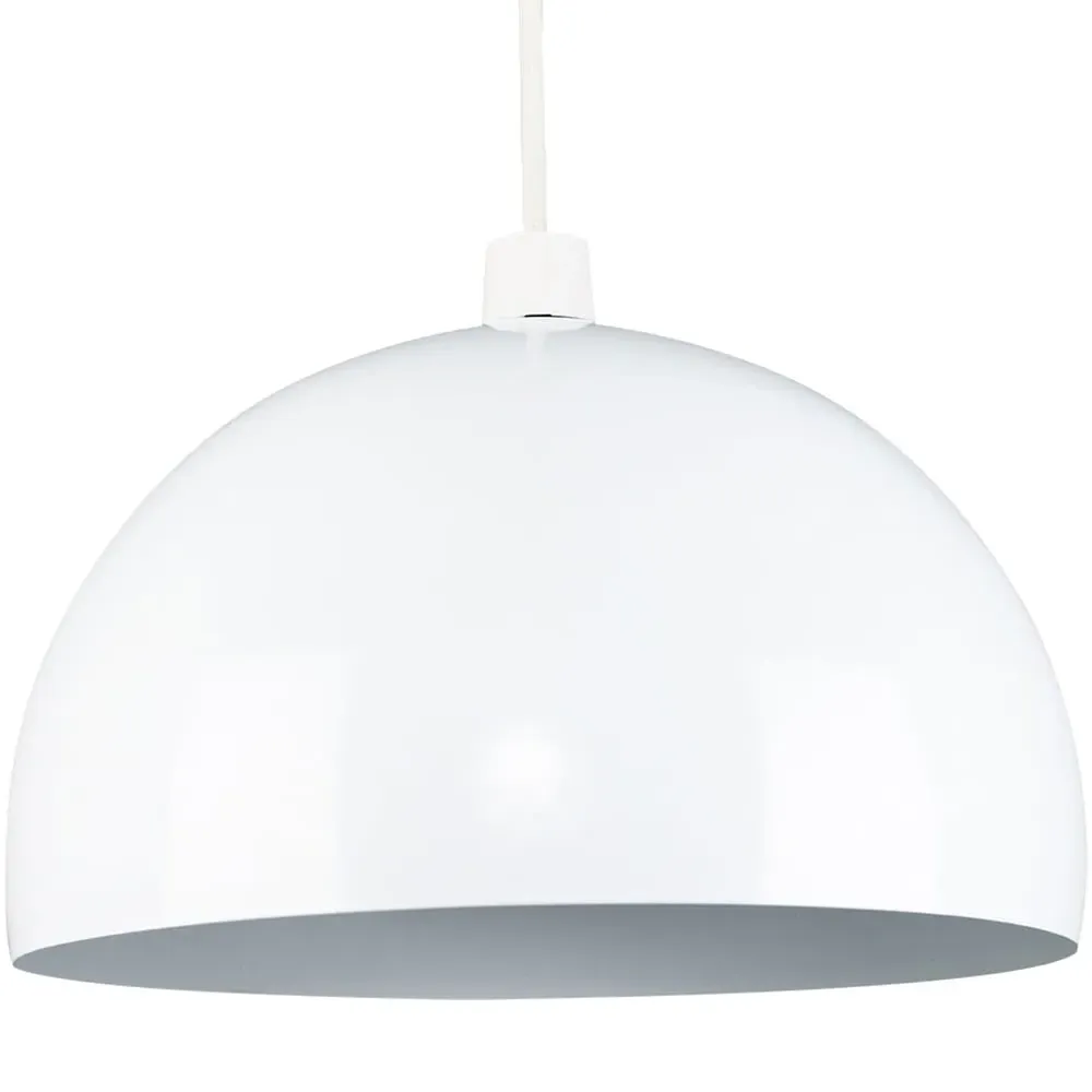 Curva Dome Pendant Shade - White, Metal