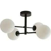 Darla 4 Way Ceiling Light with Bulbs - Black, Frosted Glass