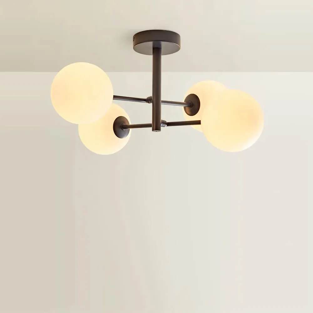 Darla 4-Way Globe Ceiling Light - Navy, Frosted Glass