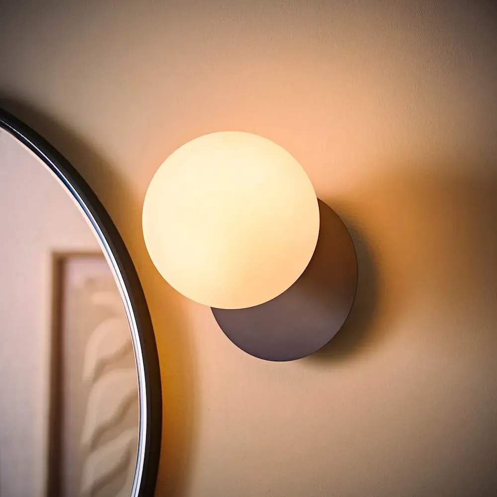 Darla Globe Bathroom Wall Lights 2 Pack - Navy, Frosted Glass