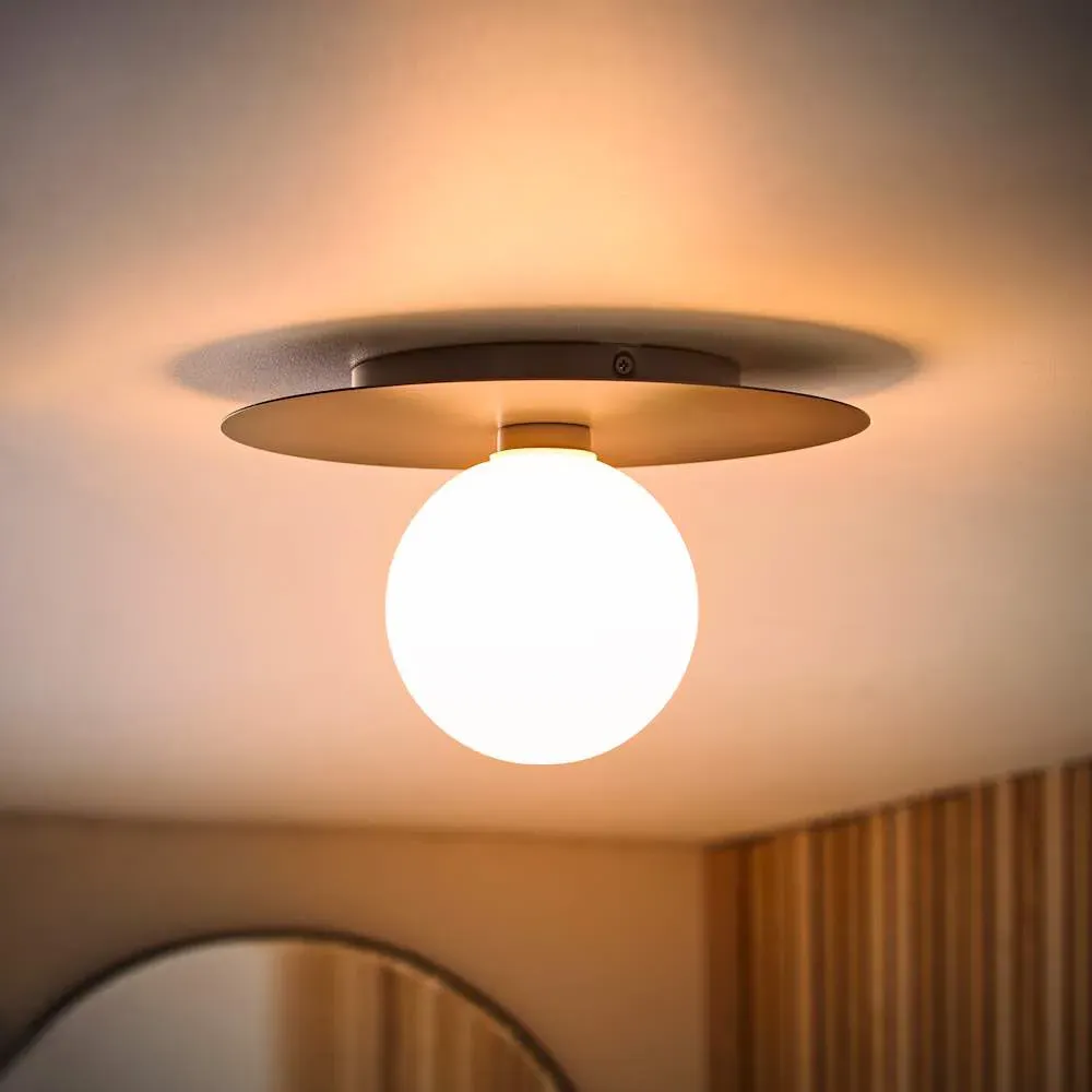 Darla Globe Flush Ceiling Light - Navy, Frosted Glass