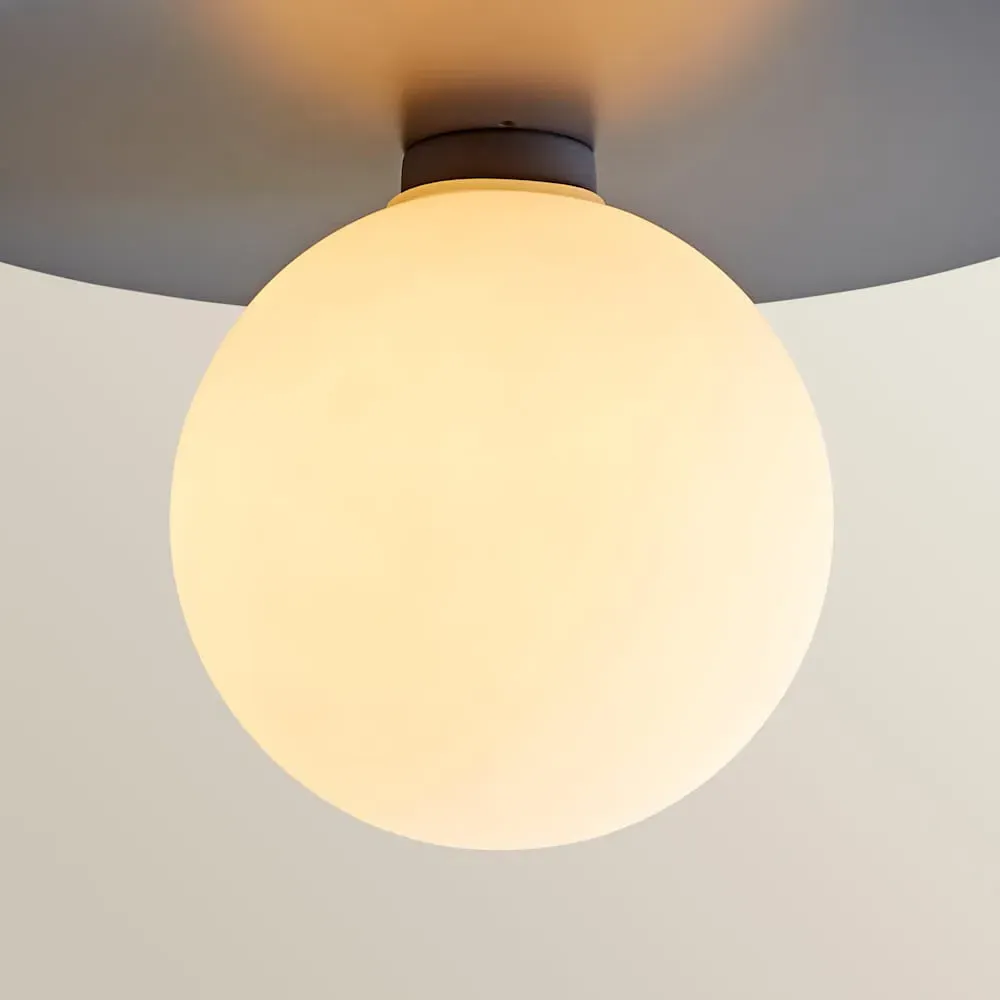 Darla Globe Flush Ceiling Light - Navy, Frosted Glass