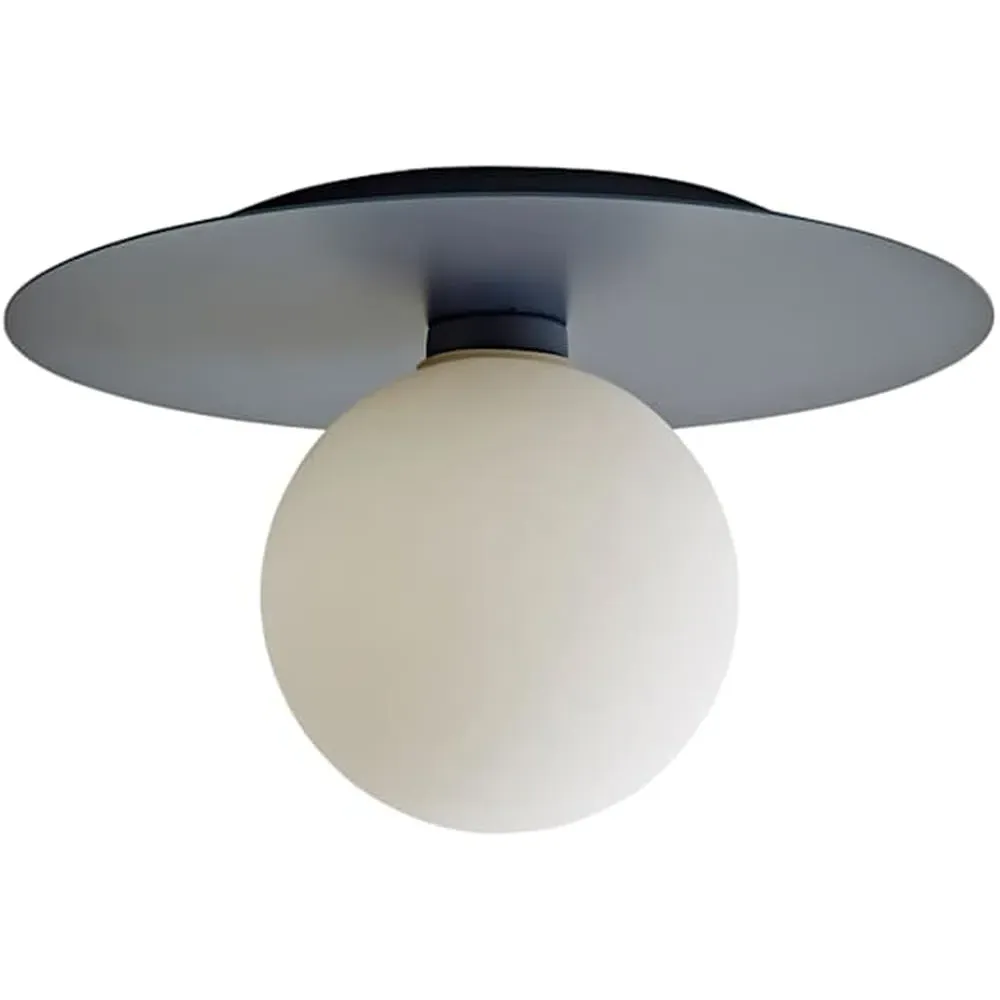 Darla Globe Flush Ceiling Light - Navy, Frosted Glass