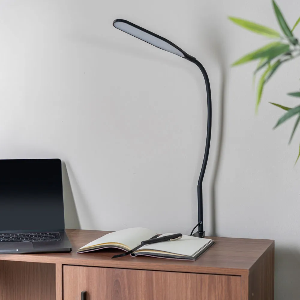 Daylight Clamp LED Desk Lamp with Adjustable Neck - Black