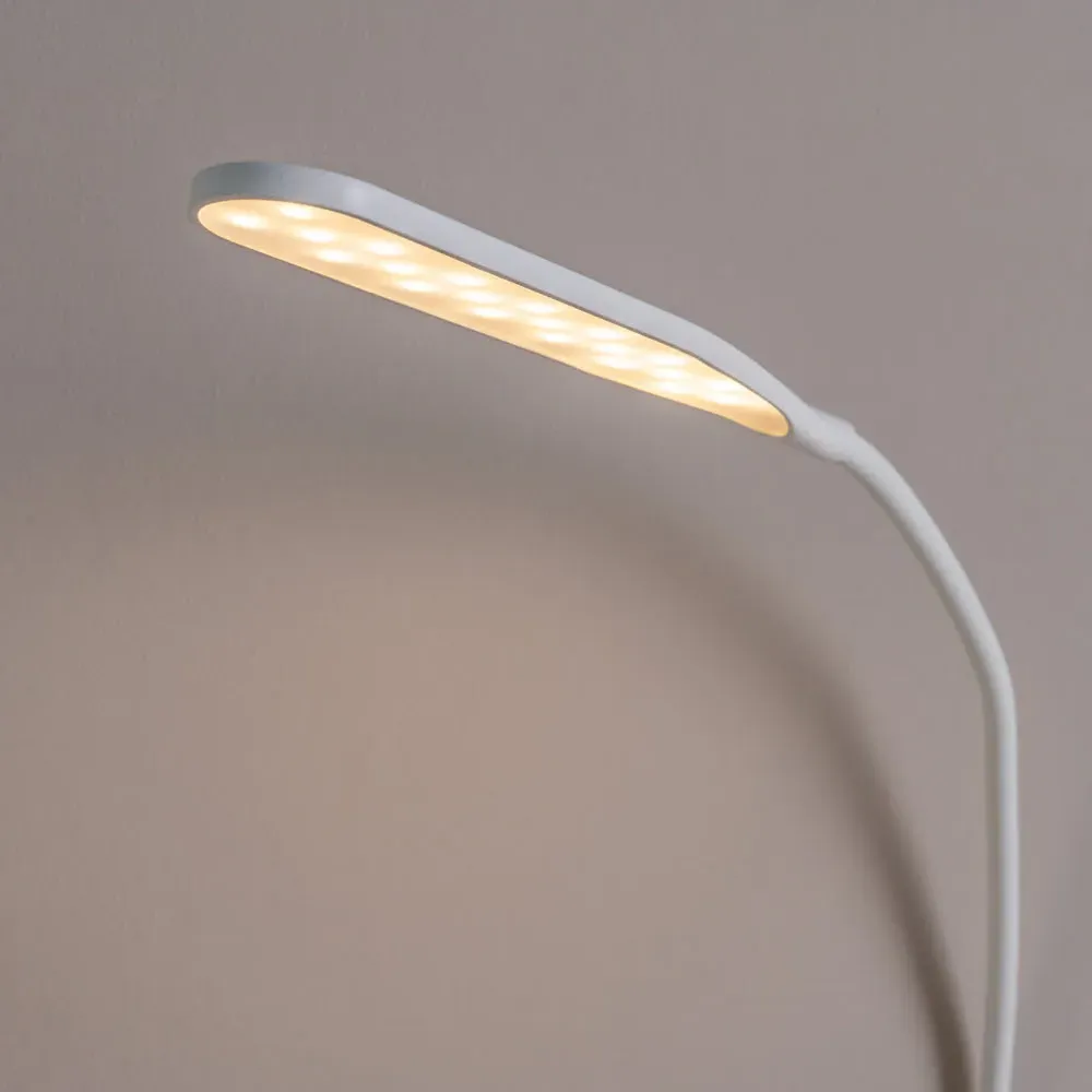 Daylight Clamp LED Desk Lamp with Adjustable Neck - White
