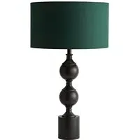 Declan Candlestick Table Lamp with Drum Shade - Green, Metal