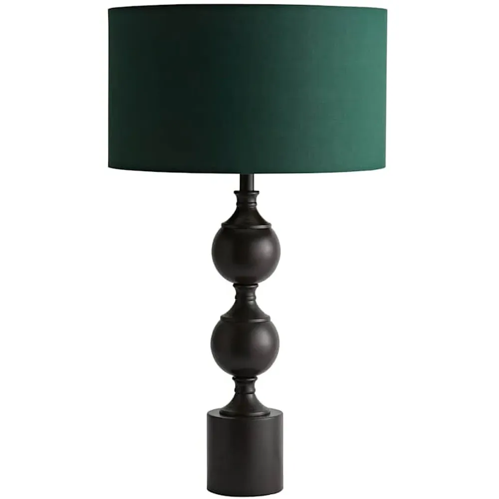 Declan Candlestick Table Lamp with Drum Shade - Green, Metal image