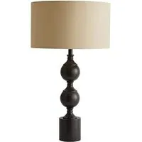 Declan Candlestick Table Lamp with Drum Shade - Natural, Metal