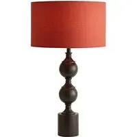 Declan Candlestick Table Lamp with Drum Shade - Rust, Metal
