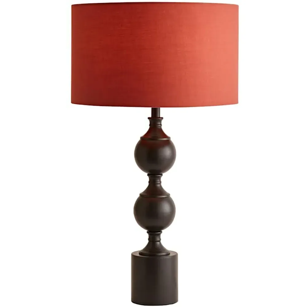 Declan Candlestick Table Lamp with Drum Shade - Rust, Metal