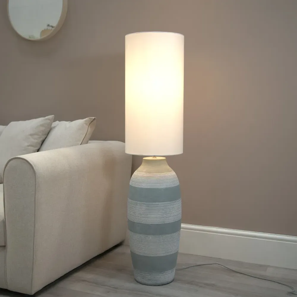Deegan Tall Floor Lamp - Grey, Ceramic