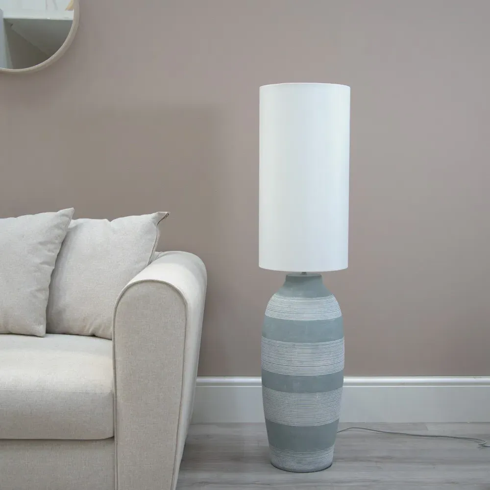 Deegan Tall Floor Lamp - Grey, Ceramic