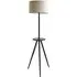 Desmond Tripod Floor Lamp with Side Table - Black Wood, Cream