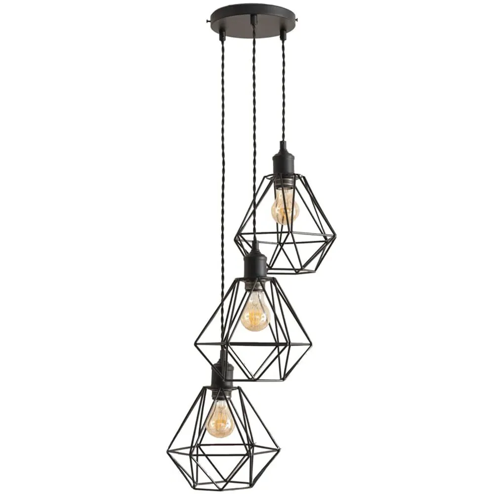 Diablo Geometric 3 Drop Cluster Ceiling LED Pendant Light - Gold image