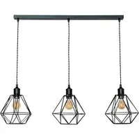 Diablo Geometric 3 Drop Diner Bar Ceiling LED Pendant Light - Black