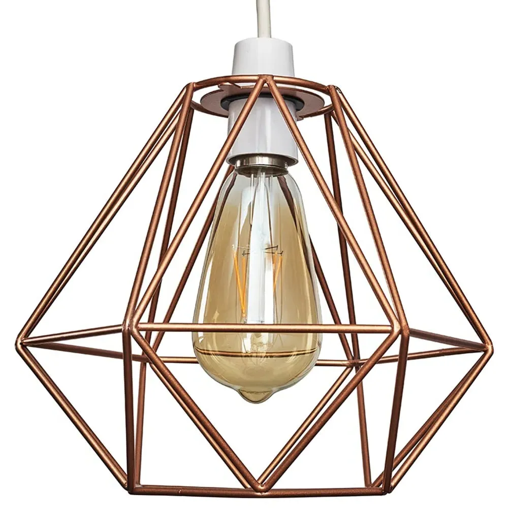 Diablo Wire Frame Pendant Shade - Copper