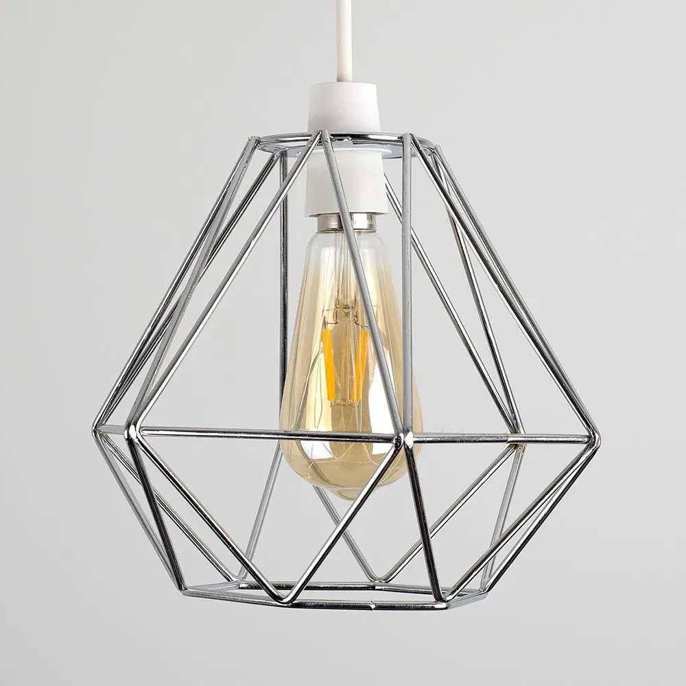 Diablo Wire Frame Pendant Shade - Silver