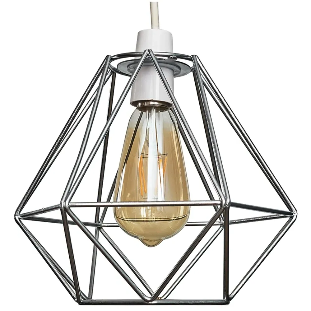 Diablo Wire Frame Pendant Shade - Silver
