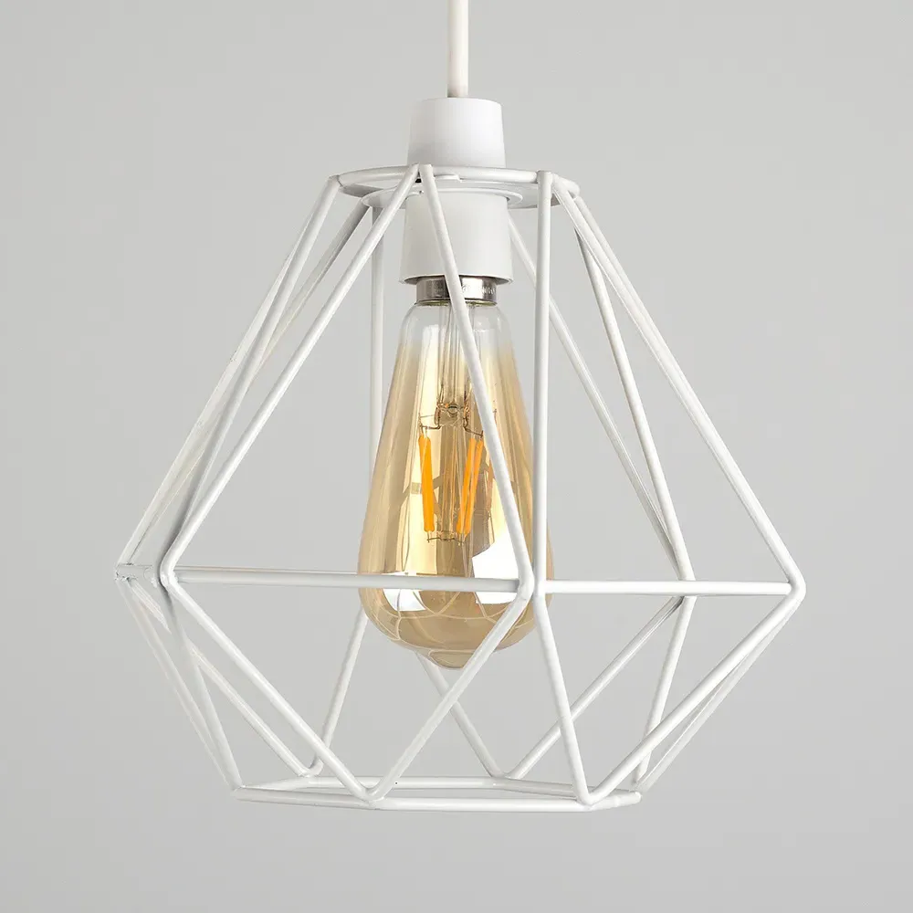Diablo Wire Frame Pendant Shade - White