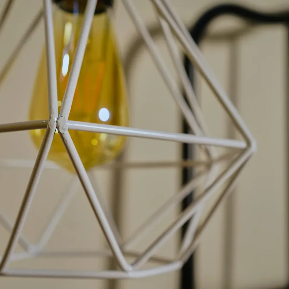 Diablo Wire Frame Pendant Shade - White