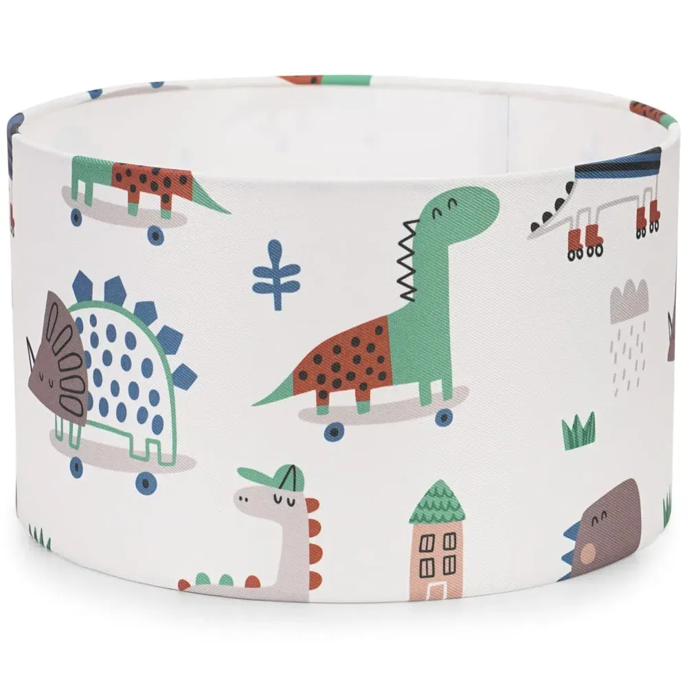 Dino Small Drum Lamp Shade - Multi image