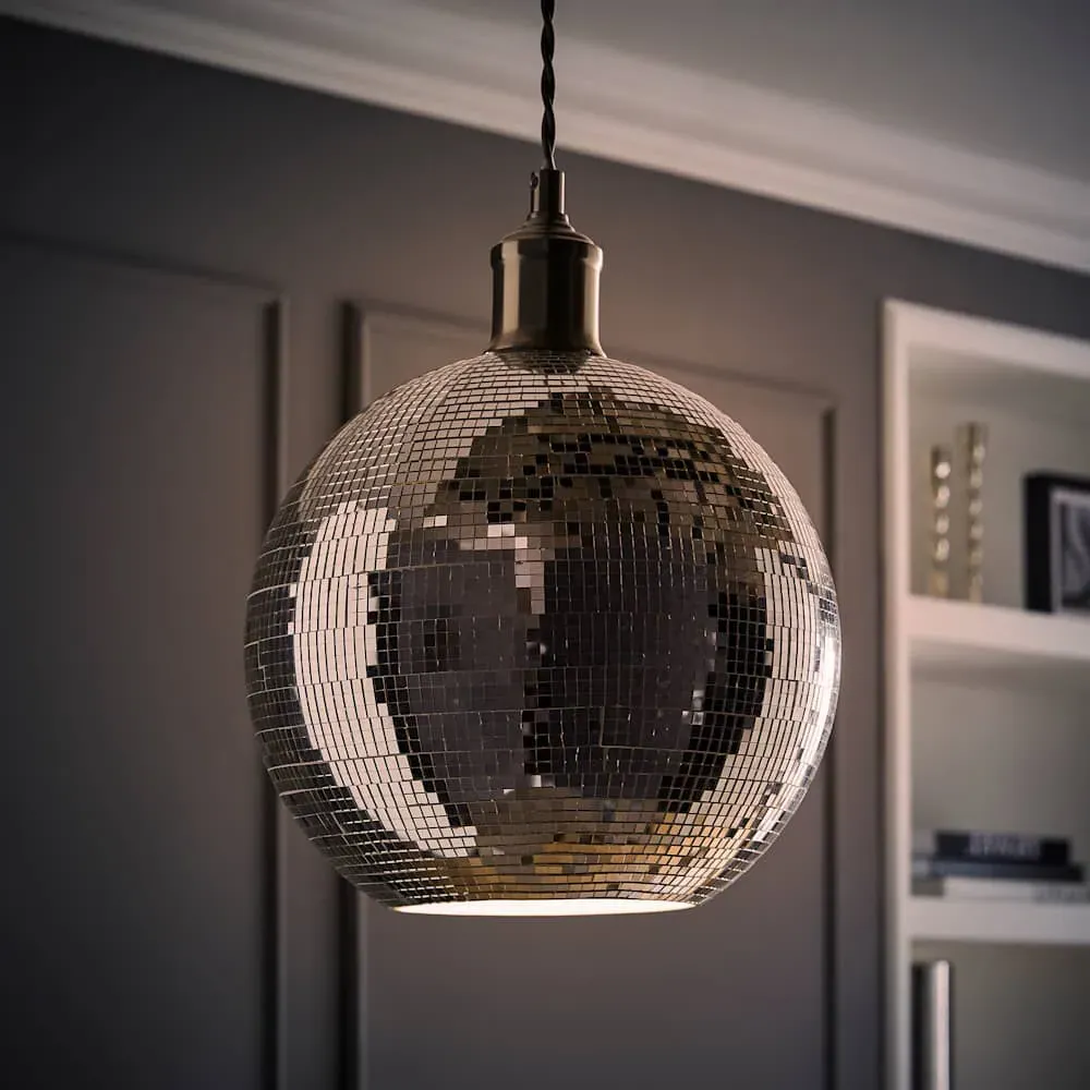 Dolly Disco Mirror Ball Ceiling Pendant Lamp Shade - Silver