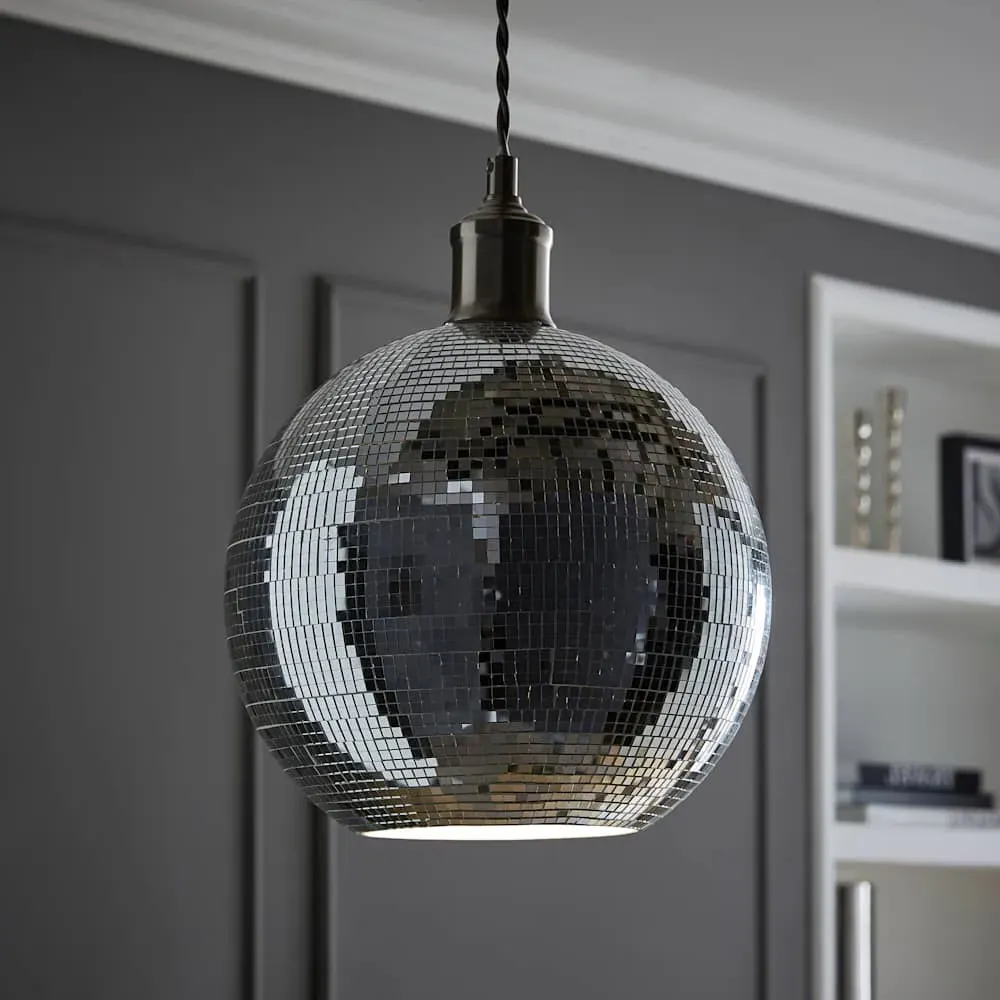 Dolly Disco Mirror Ball Ceiling Pendant Lamp Shade - Silver