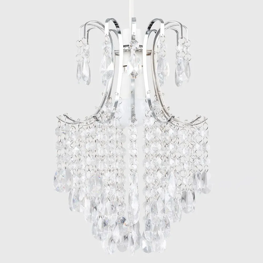 Donah Pendant Shade with Jewel Droplets - Chrome